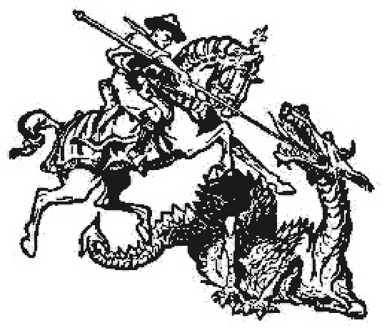 San Jorge, a caballo, alancea al dragón