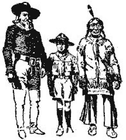 Buffalo Bill, un scout y un piel roja posan de pie