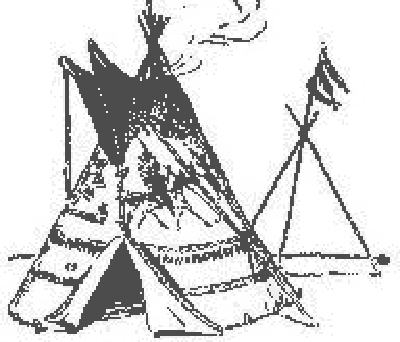 Dos tipis decorados, uno al lado del otro