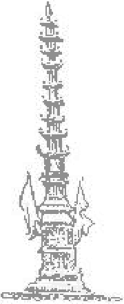 Una torre fúnebre de varios pisos, muy adornada