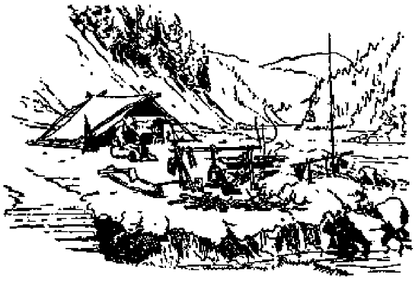Campamento a la orilla de un río, entre montañas