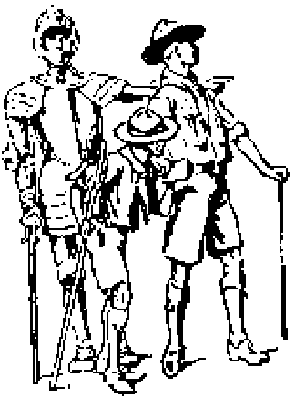 Un caballero con armadura junto a dos scouts