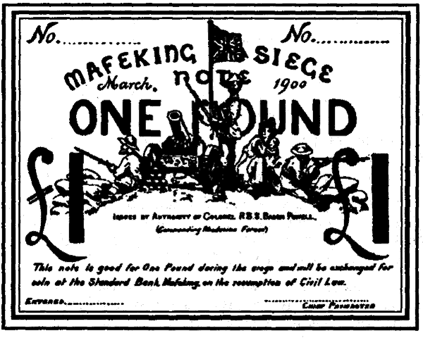 Billete de una libra emitido durante el sitio de Mafeking en 1900