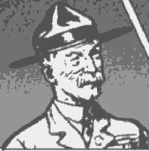 Retrato de Baden-Powell con sombrero scout