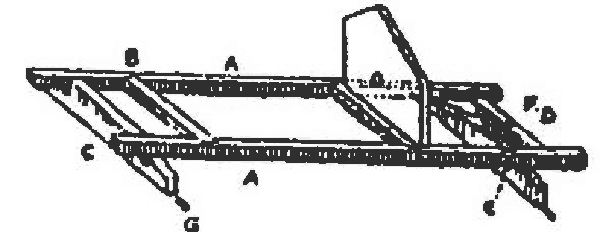 Diagrama del armazón del coche de empuje, con las piezas marcadas con letras