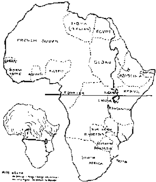 Mapa de África dibujado como la cabeza de una chica con gafas