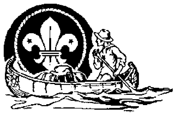 Un scout rema en su canoa ante la flor de lis