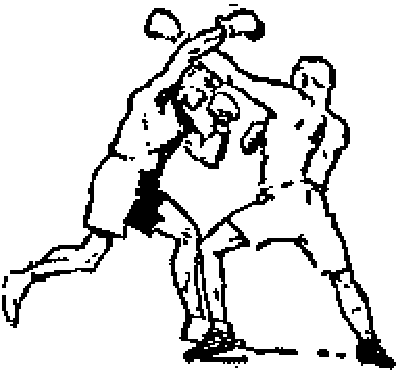 Dos boxeadores se agarran en pleno combate